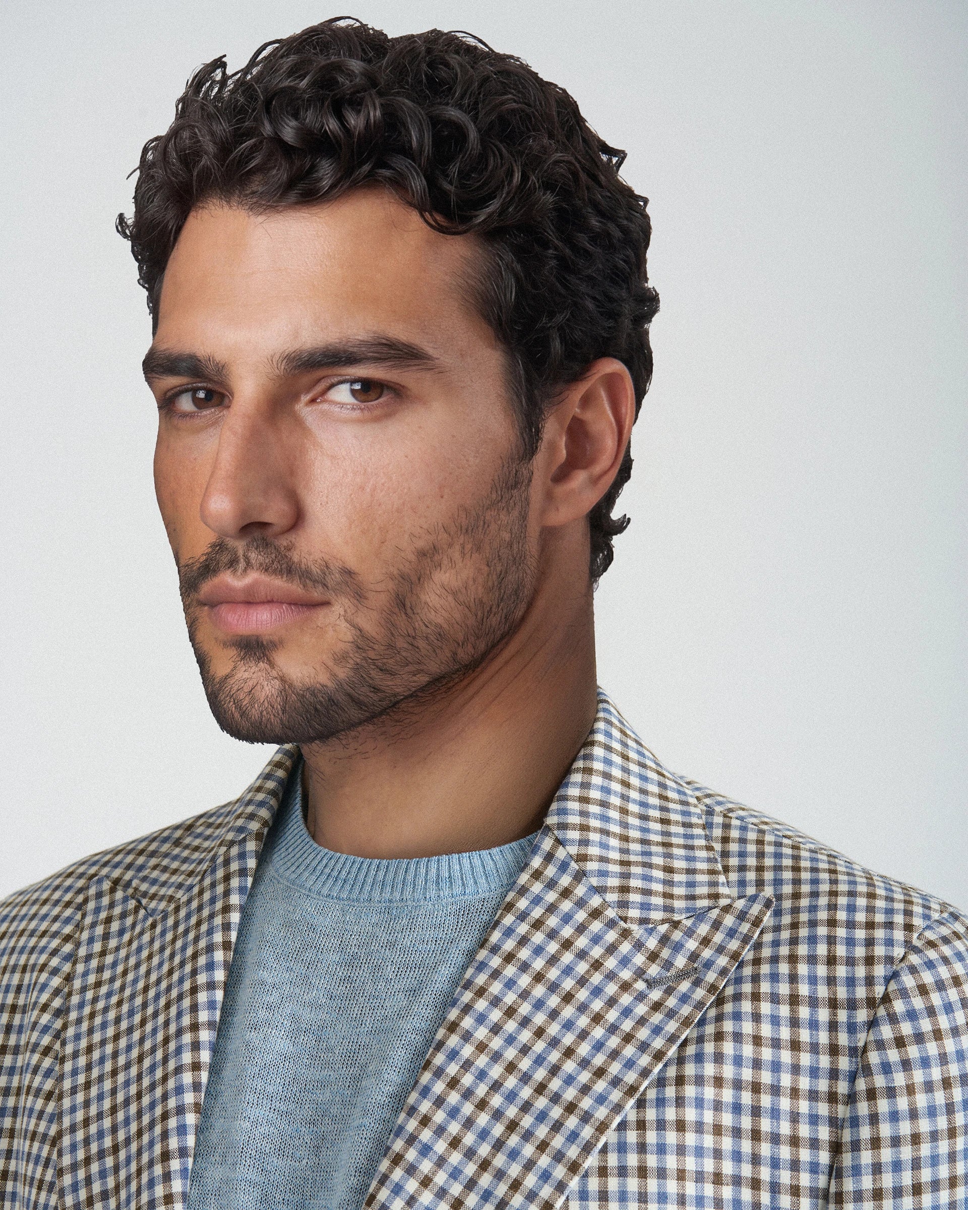 Giacca fantasia quadri in Puro Lino – Tessuto Vittoria Linen