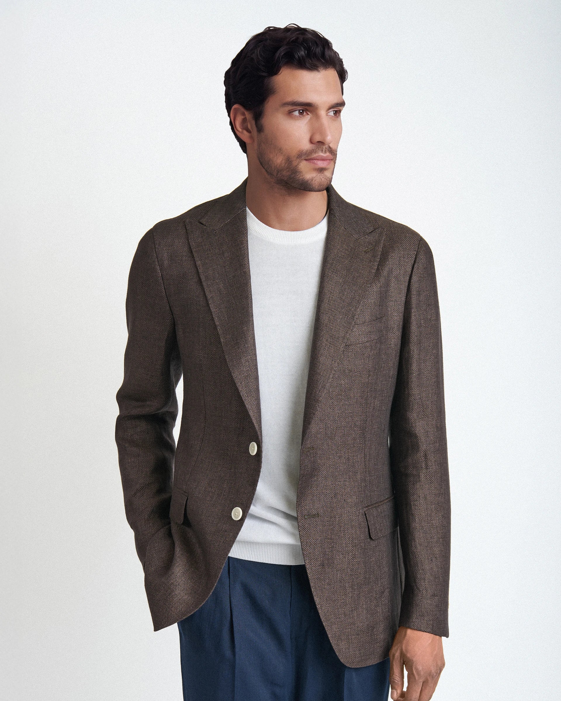 Giacca Marrone in Puro Lino – Tessuto Vittoria Linen
