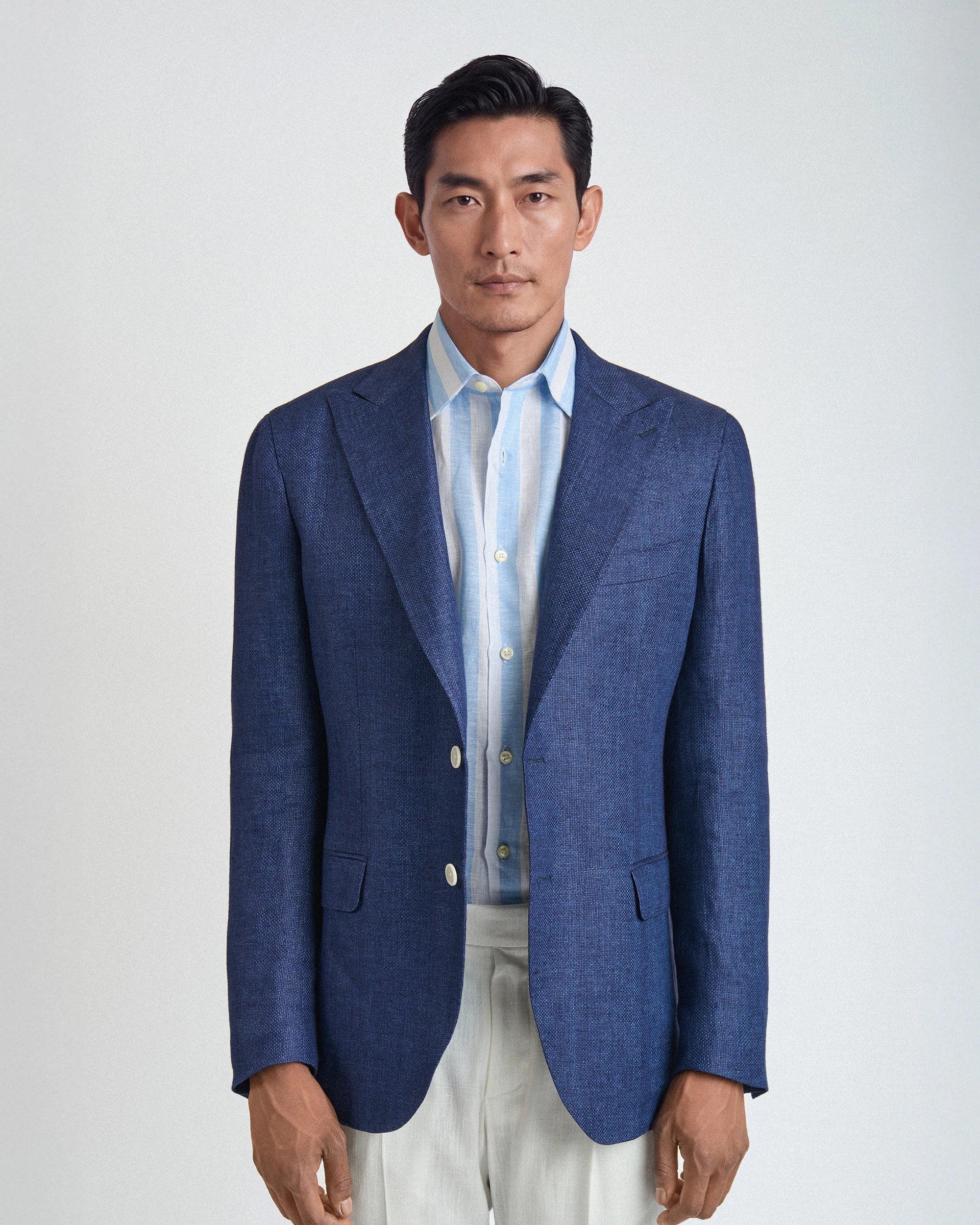 Giacca Azzurra in Puro Lino – Tessuto Vittoria Linen