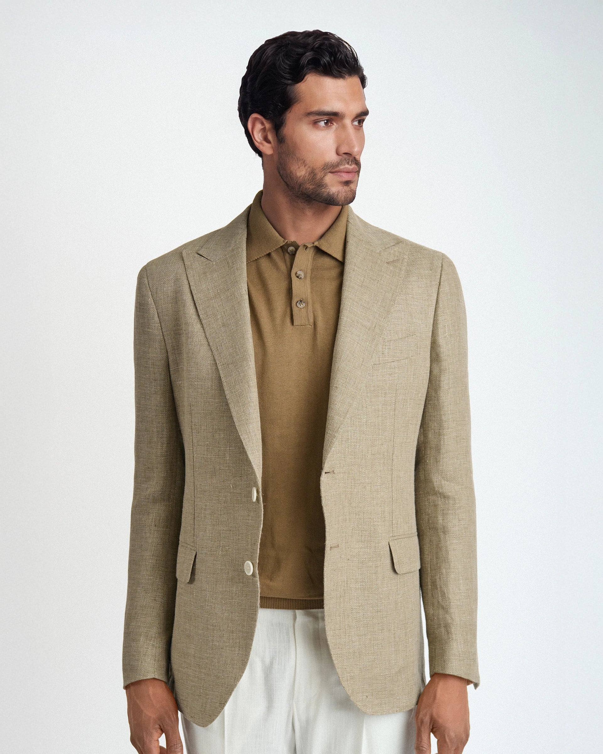 Giacca beige in Puro Lino – Tessuto Vittoria Linen