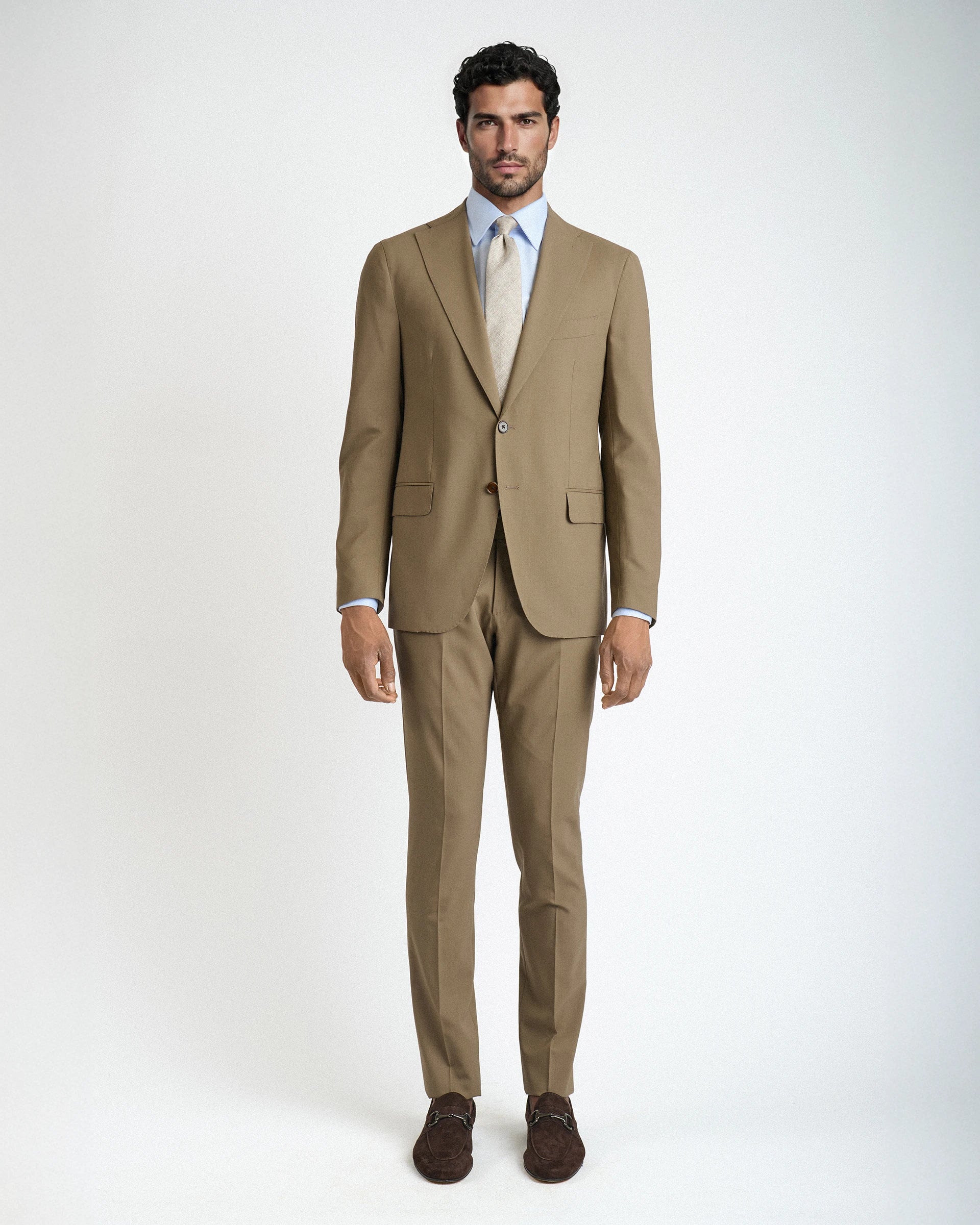 Abito beige in lana tessuto Zignone
