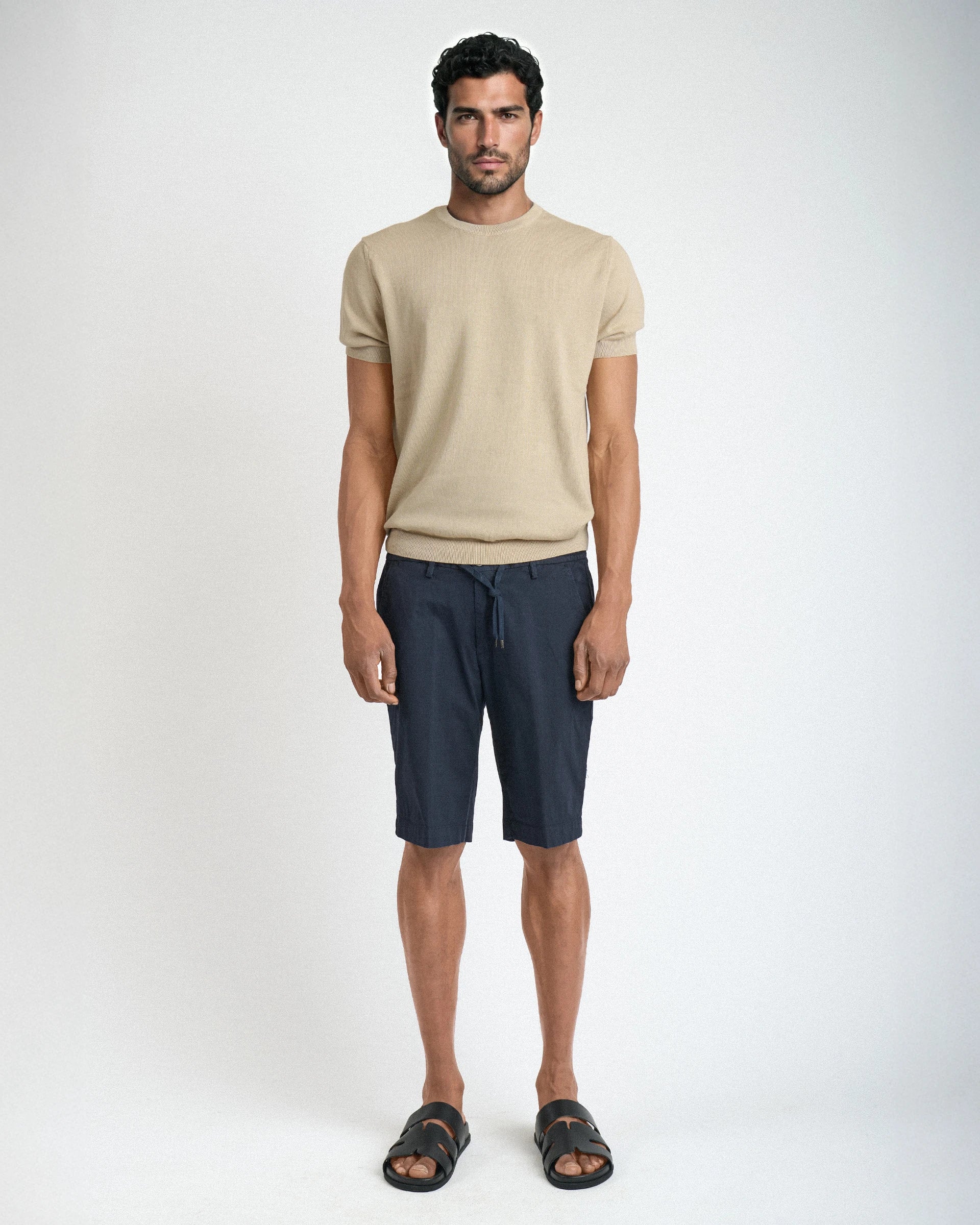 Bermuda Blu in cotone stretch con coulisse ed elastico