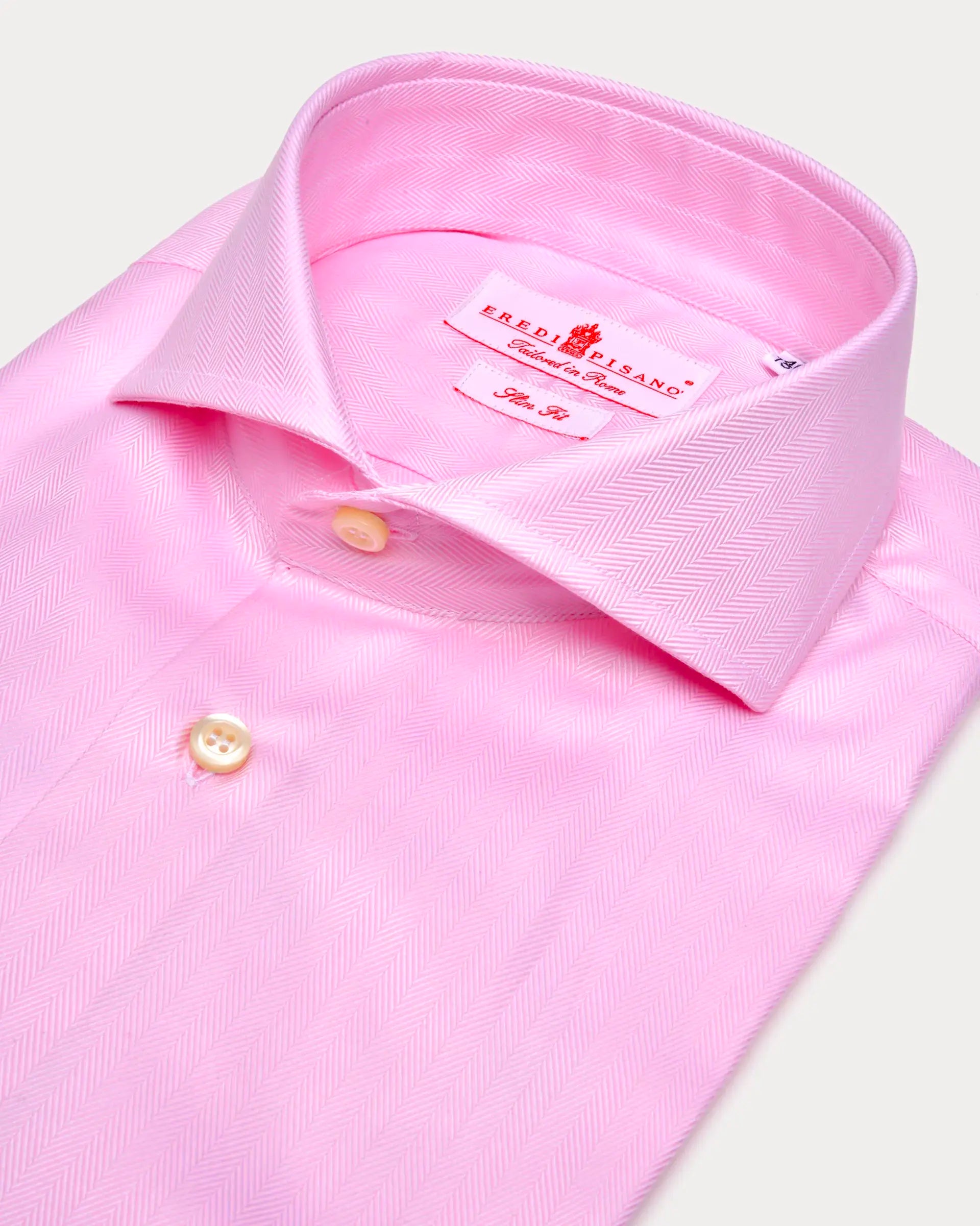 Slim Fit Pink Twill Shirt with Venetian Collar