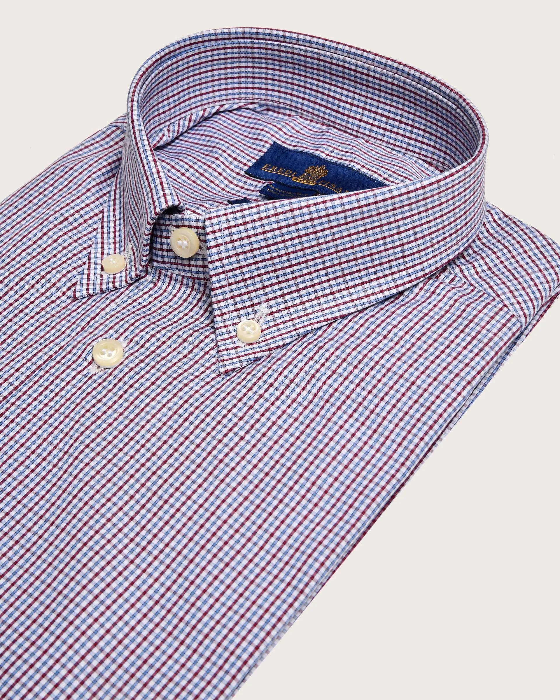Regular fit microcheck shirt with button down collar