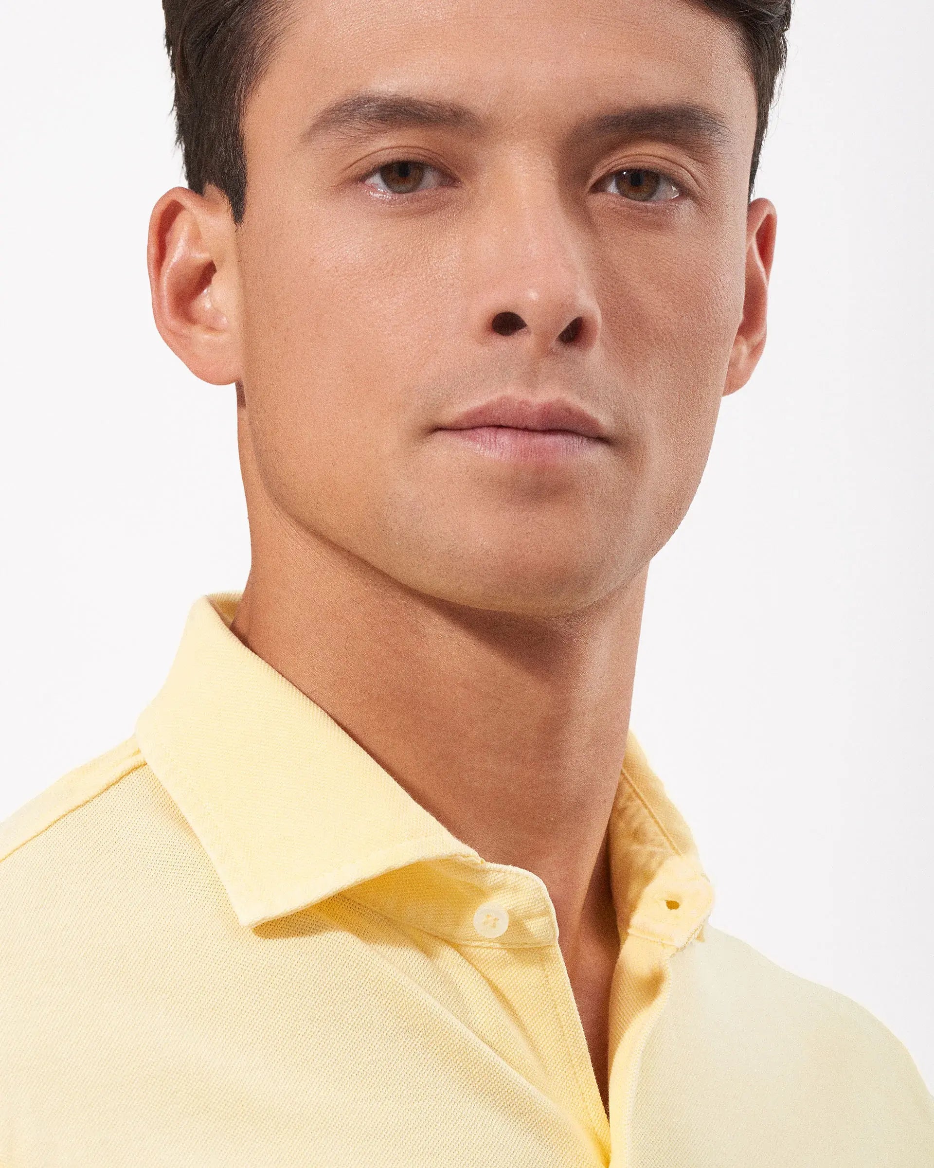 Yellow extra fine cotton pique shirt
