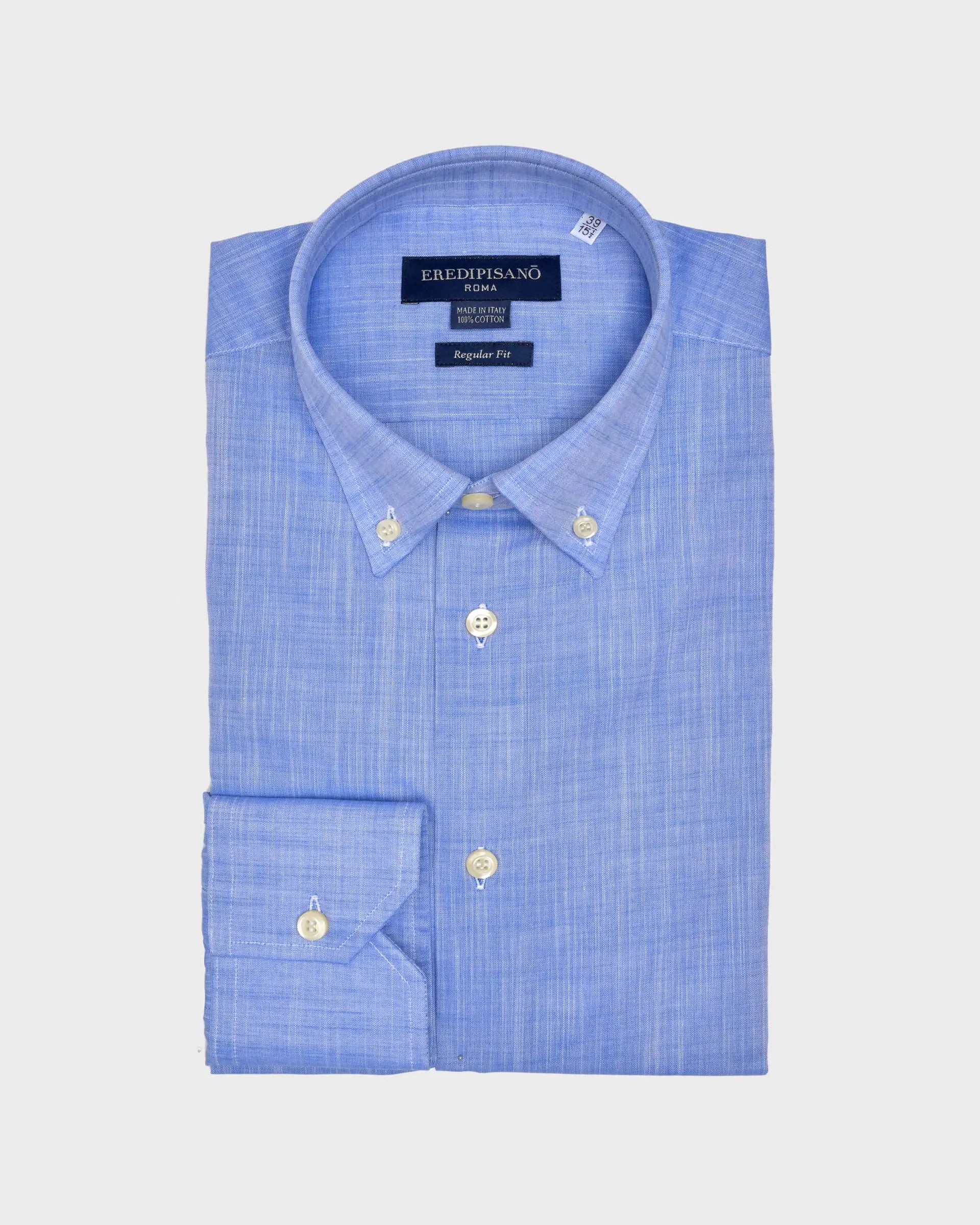 Camicia blu in puro cotone zephir regular fit collo Button Down