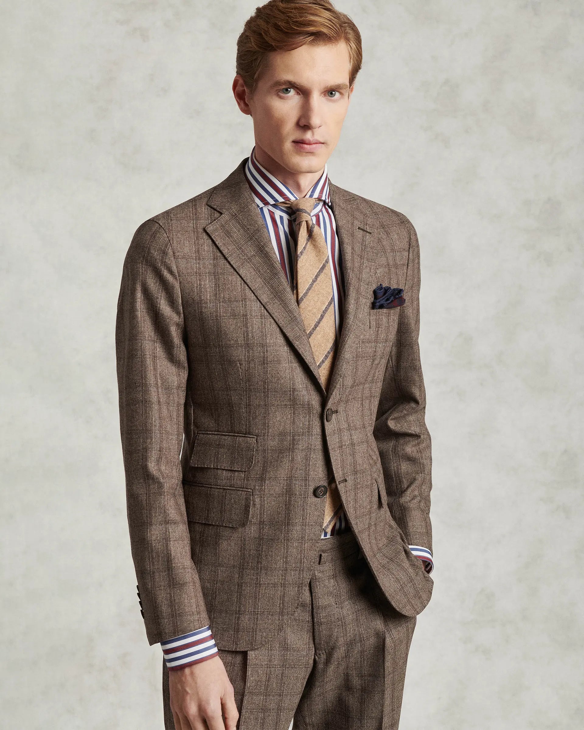 Brown Prince of Wales Suits - Vitale Barberis Canonico Fabric