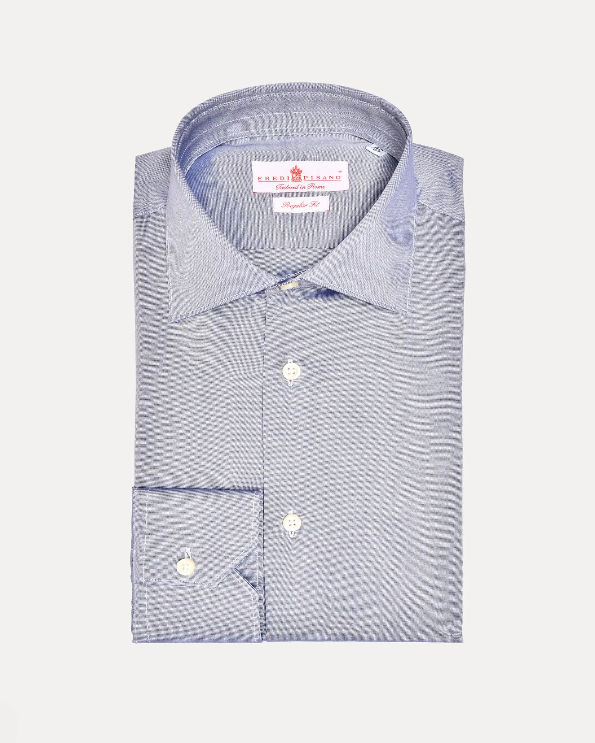 Regular fit grey shirt with spread collar