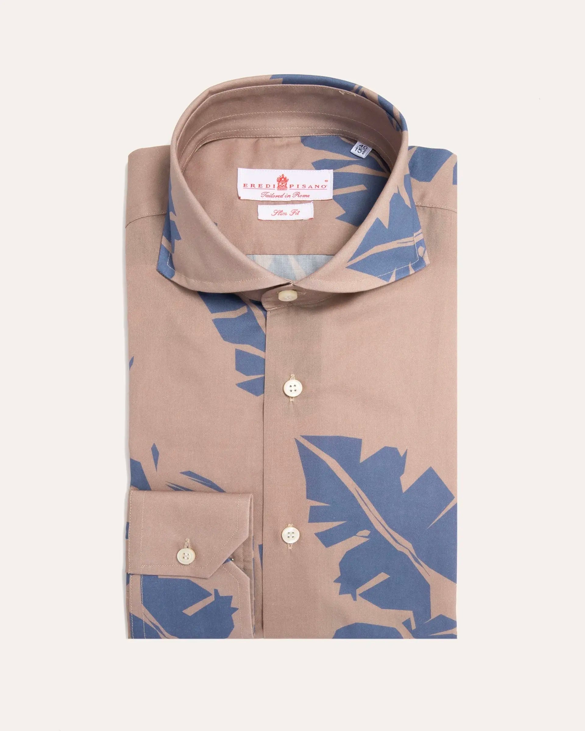 Slim fit pattern multicolor shirt with cutaway collar