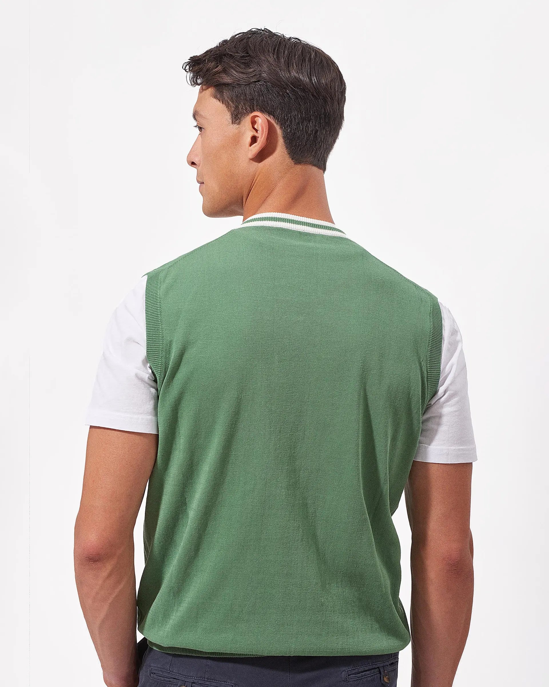 Emerald Green cotton v-neck sweater vest - 12 gauge
