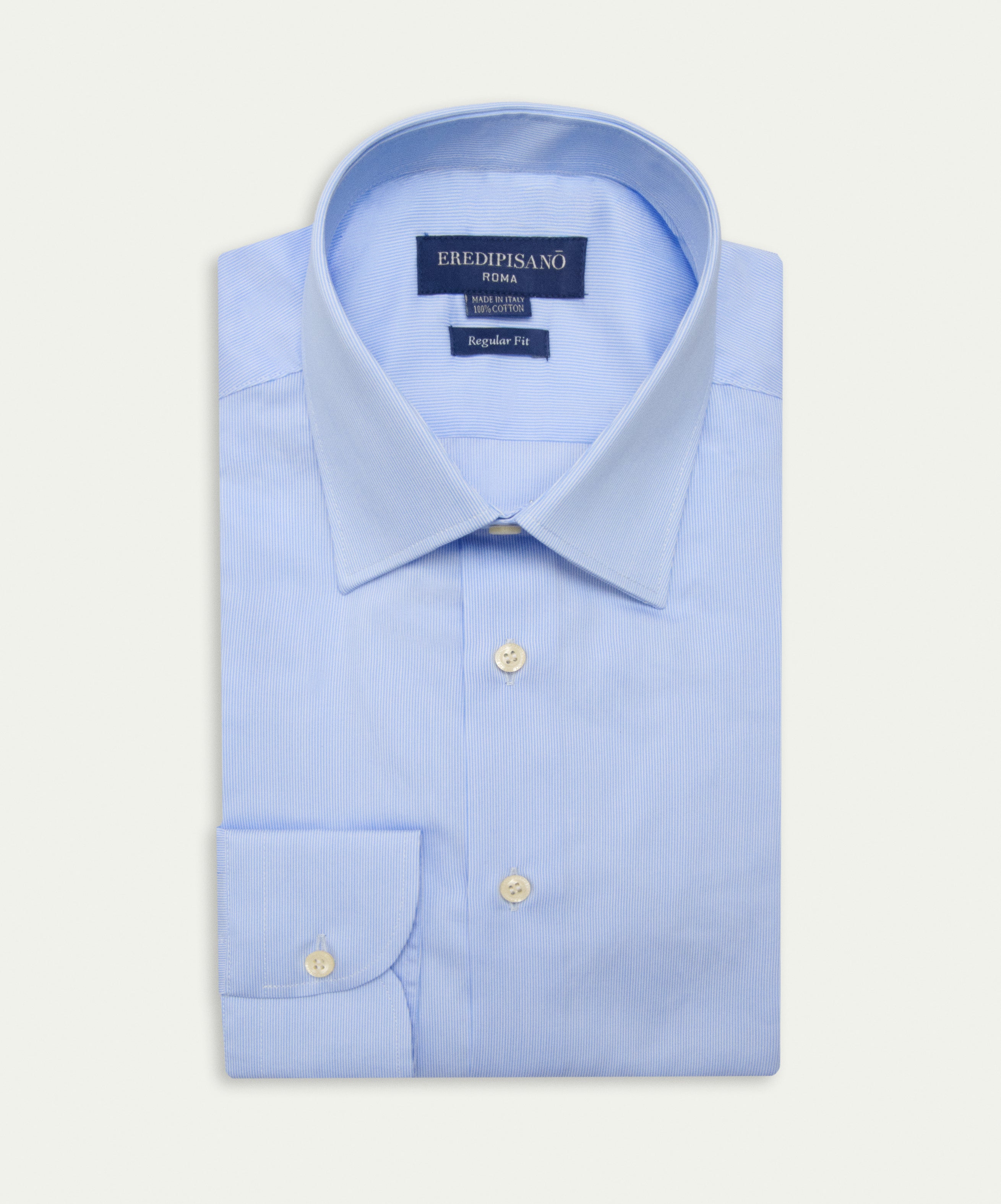 Light blue striped shirt in pure cotton regular fit