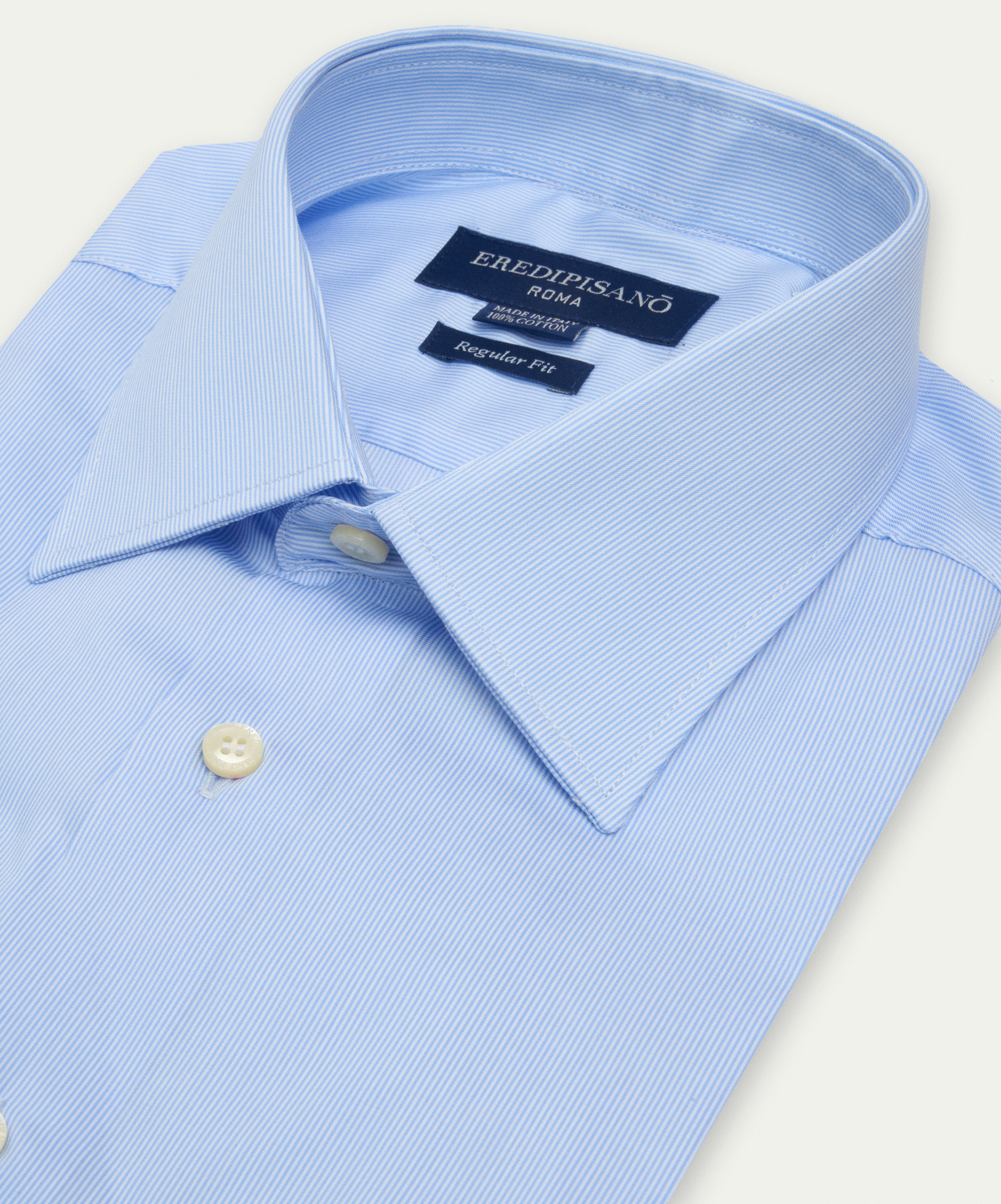 Light blue striped shirt in pure cotton regular fit