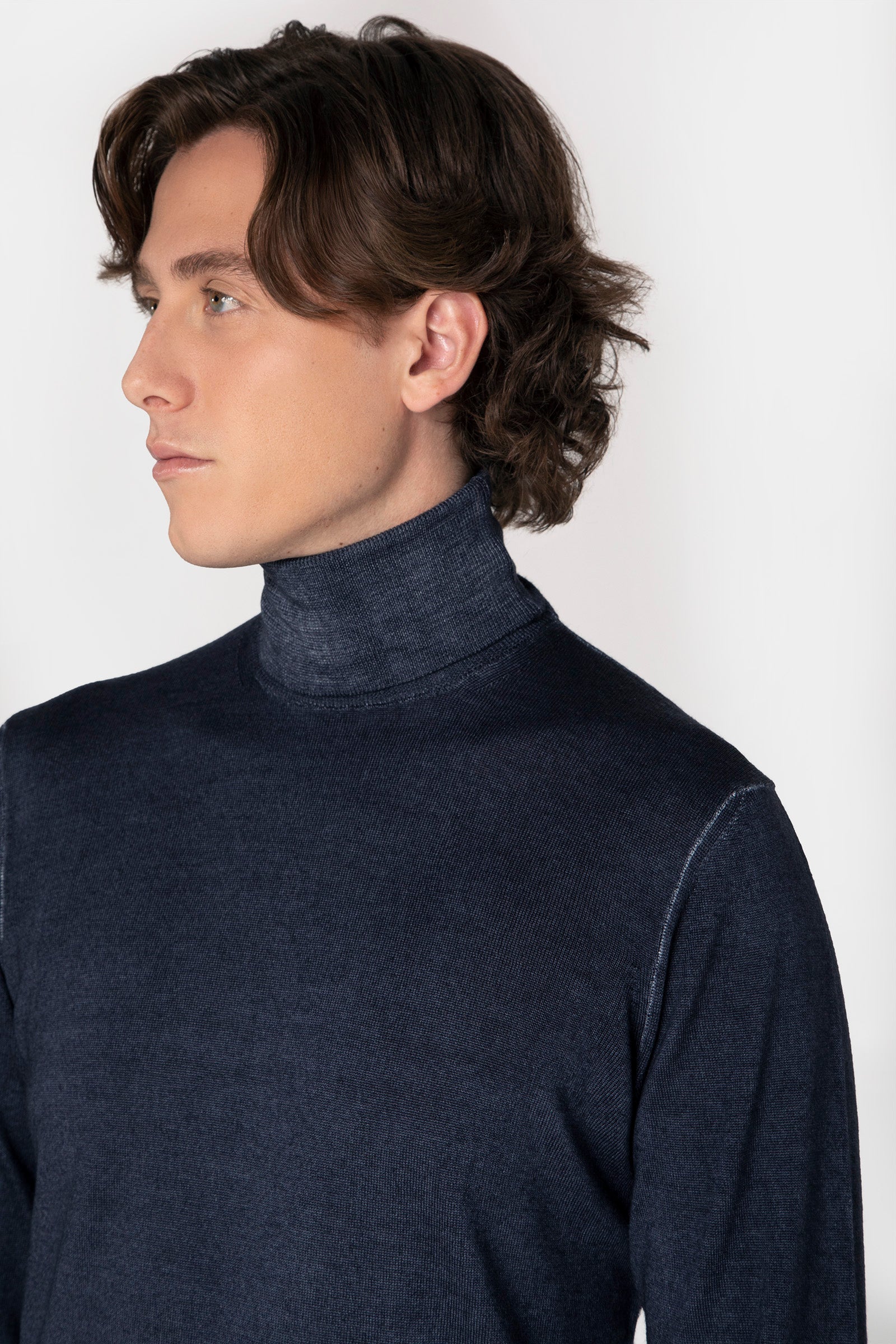 Dolcevita blu in pura lana merinos fade finezza 12