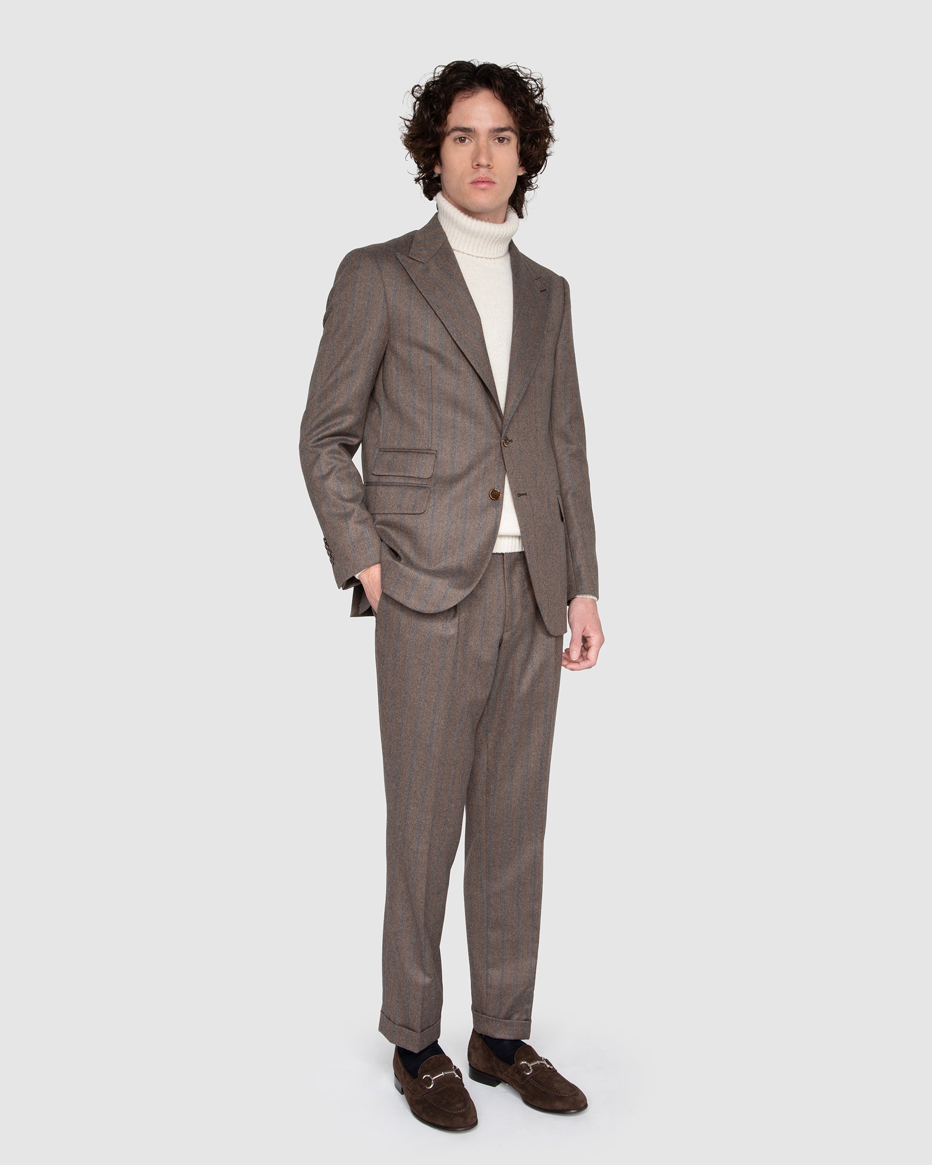 Abito sartoriale ruggine gessato Vintage in Lana, Cotone e Cashmere  tessuto Vitale Barberis & Canonico