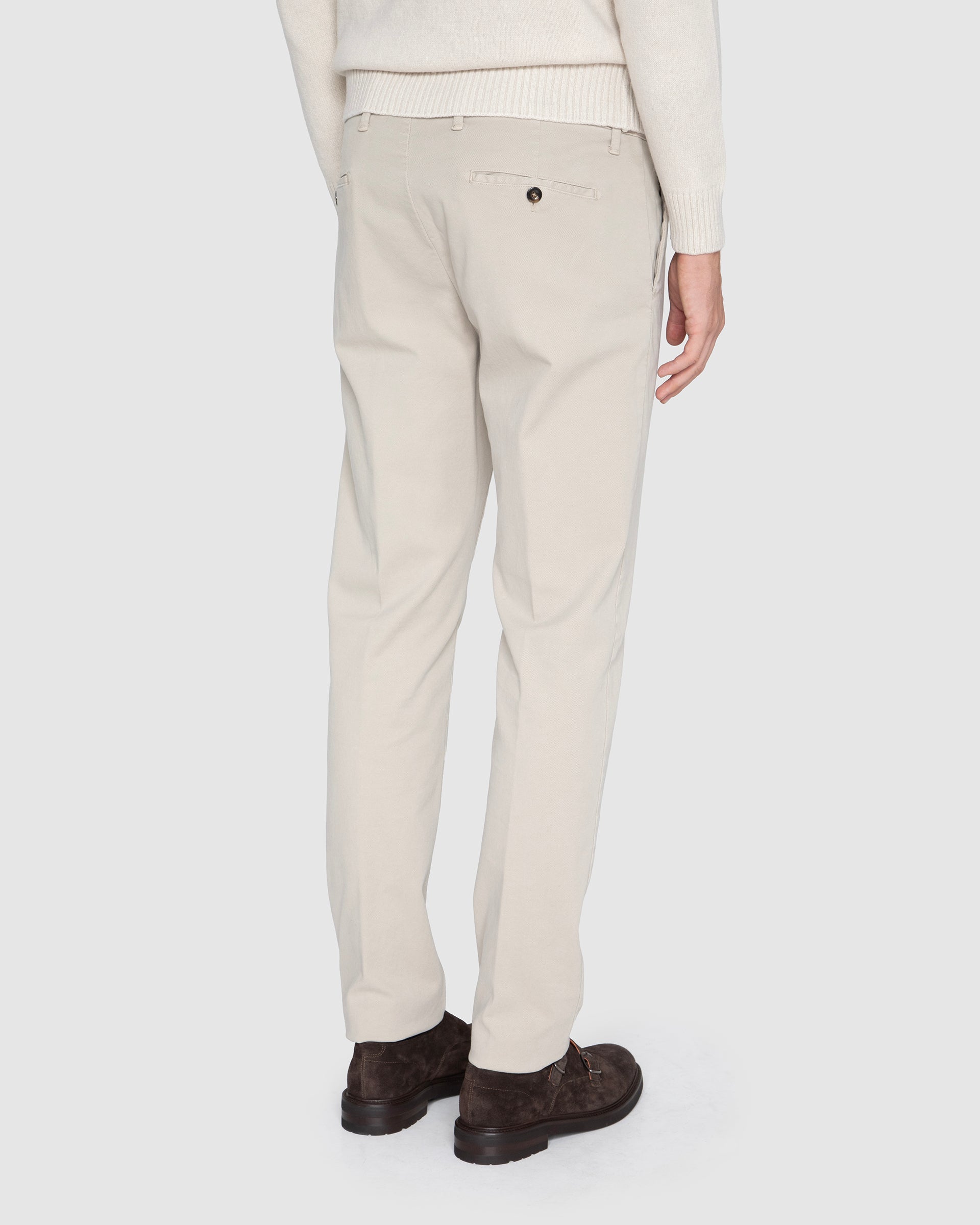 Pantalone Chino Canvas in Cotone Stretch Tinto in Capo con Pinces 