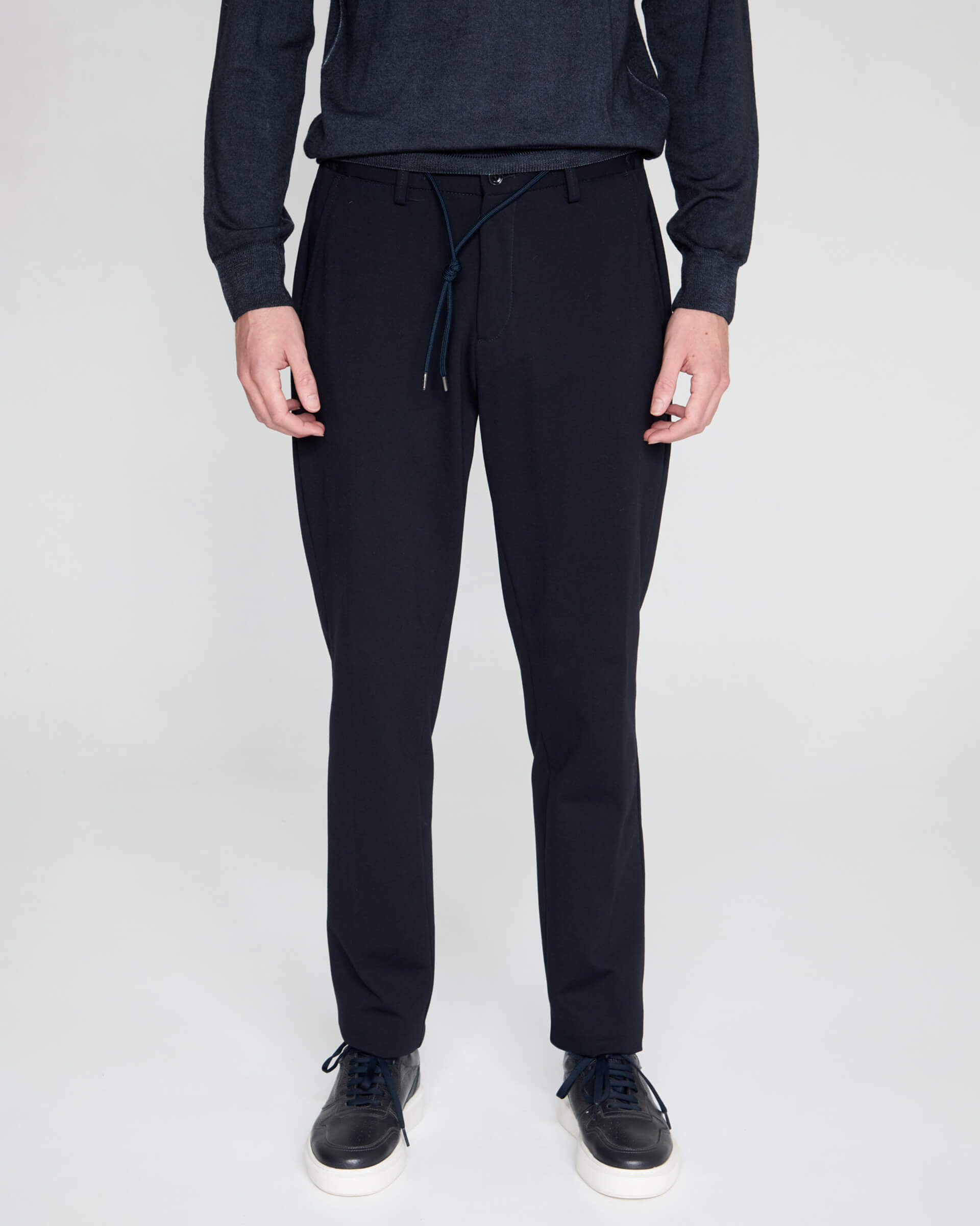 Pantalone Blu Relaxed in Jersey con Coulisse e Vita Elasticizzata