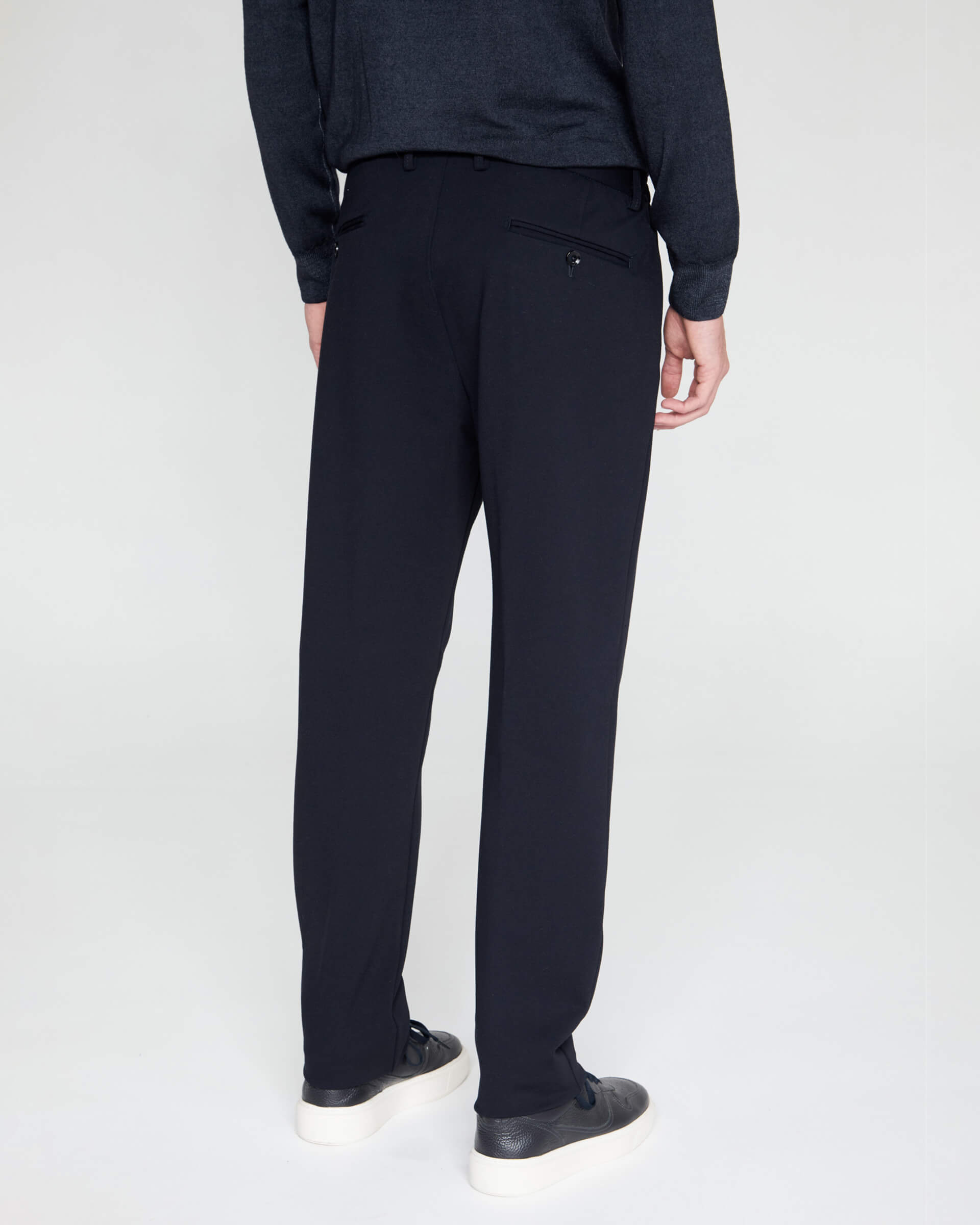 Pantalone Blu Relaxed in Jersey con Coulisse e Vita Elasticizzata