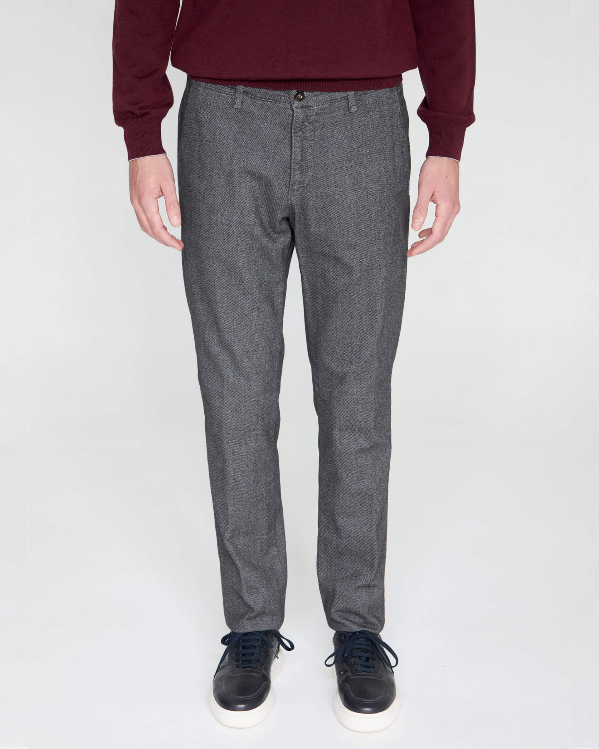 Pantalone Grigio Chino in cotone Stretch Armaturato Lana