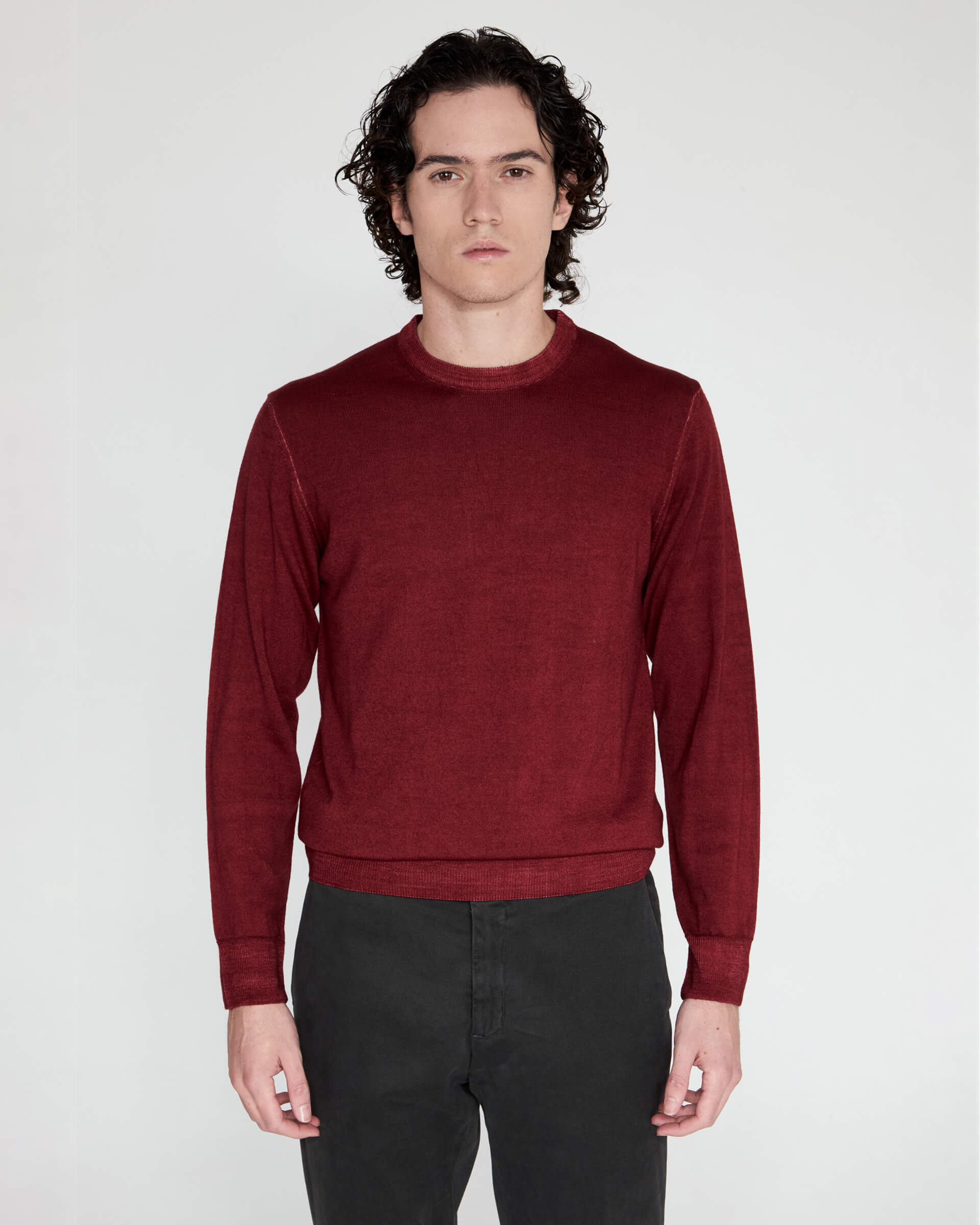 Girocollo  bordo in lana merinos extrafine fade finezza 12