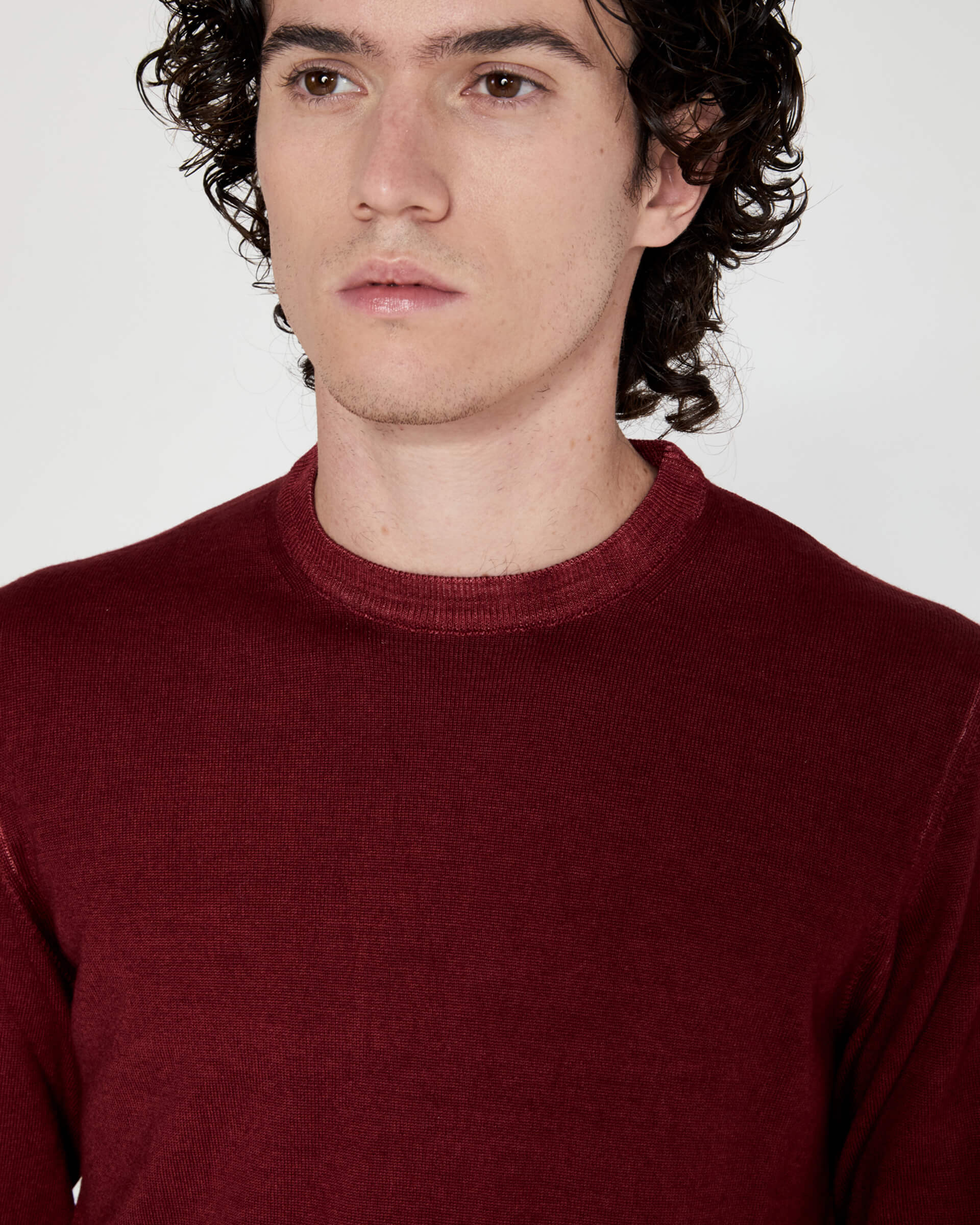 Girocollo  bordo in lana merinos extrafine fade finezza 12
