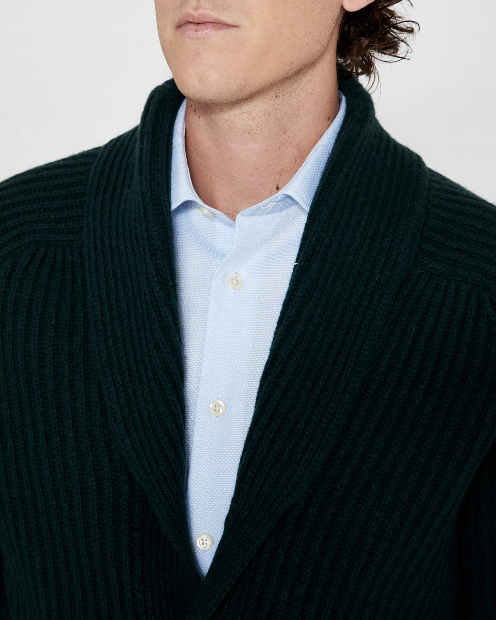 Giacca in maglia Verde con collo sciallato
