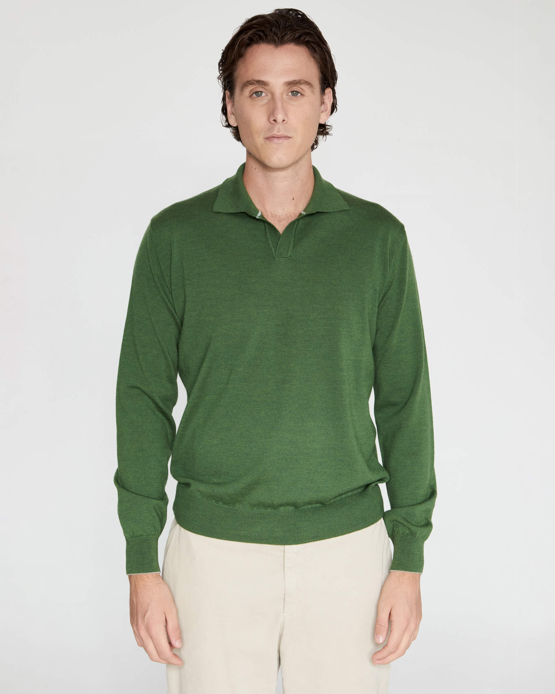 Polo Derby Verde in pura lana Zegna Baruffa