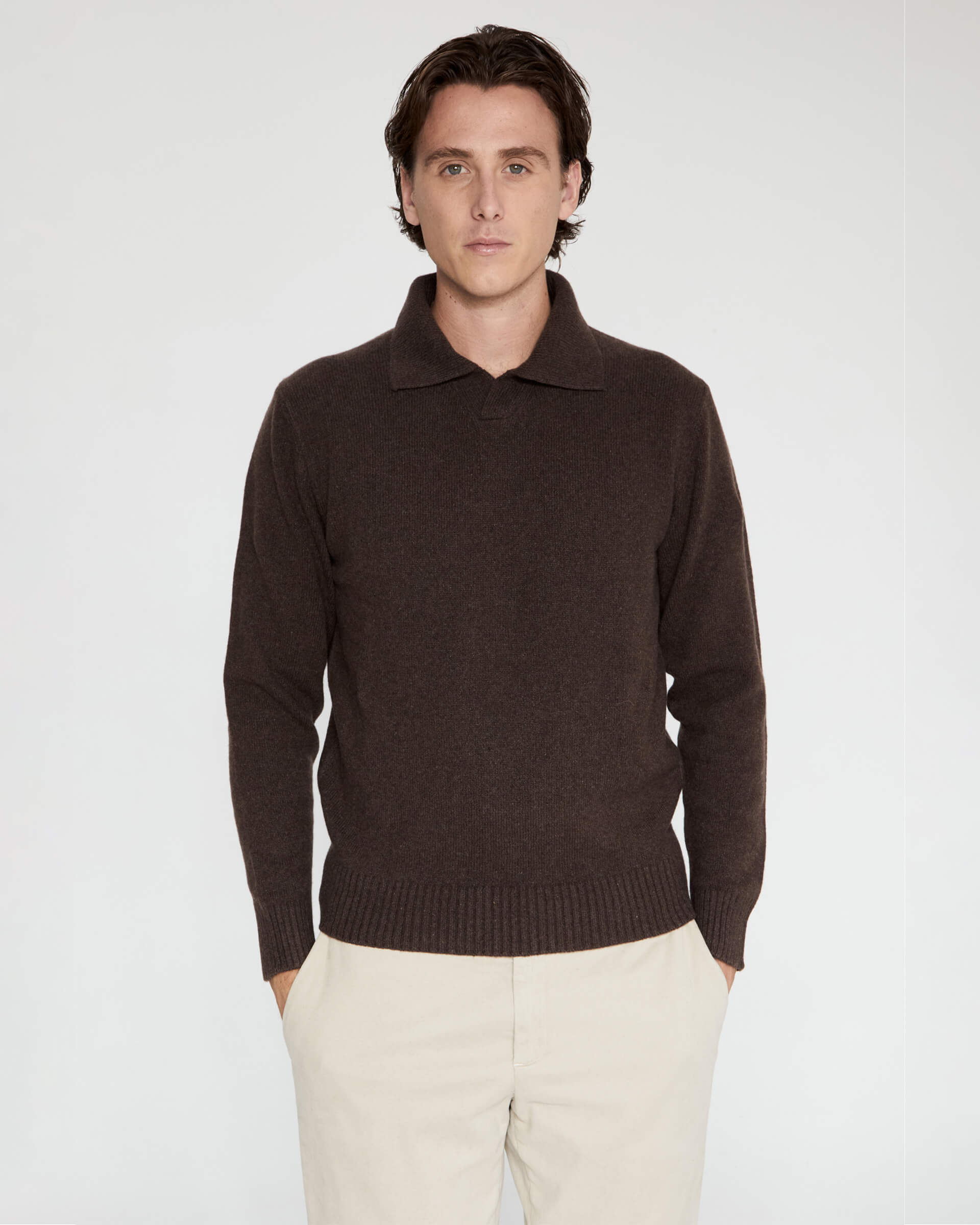 Polo derby Marrone in pura lana finezza 7