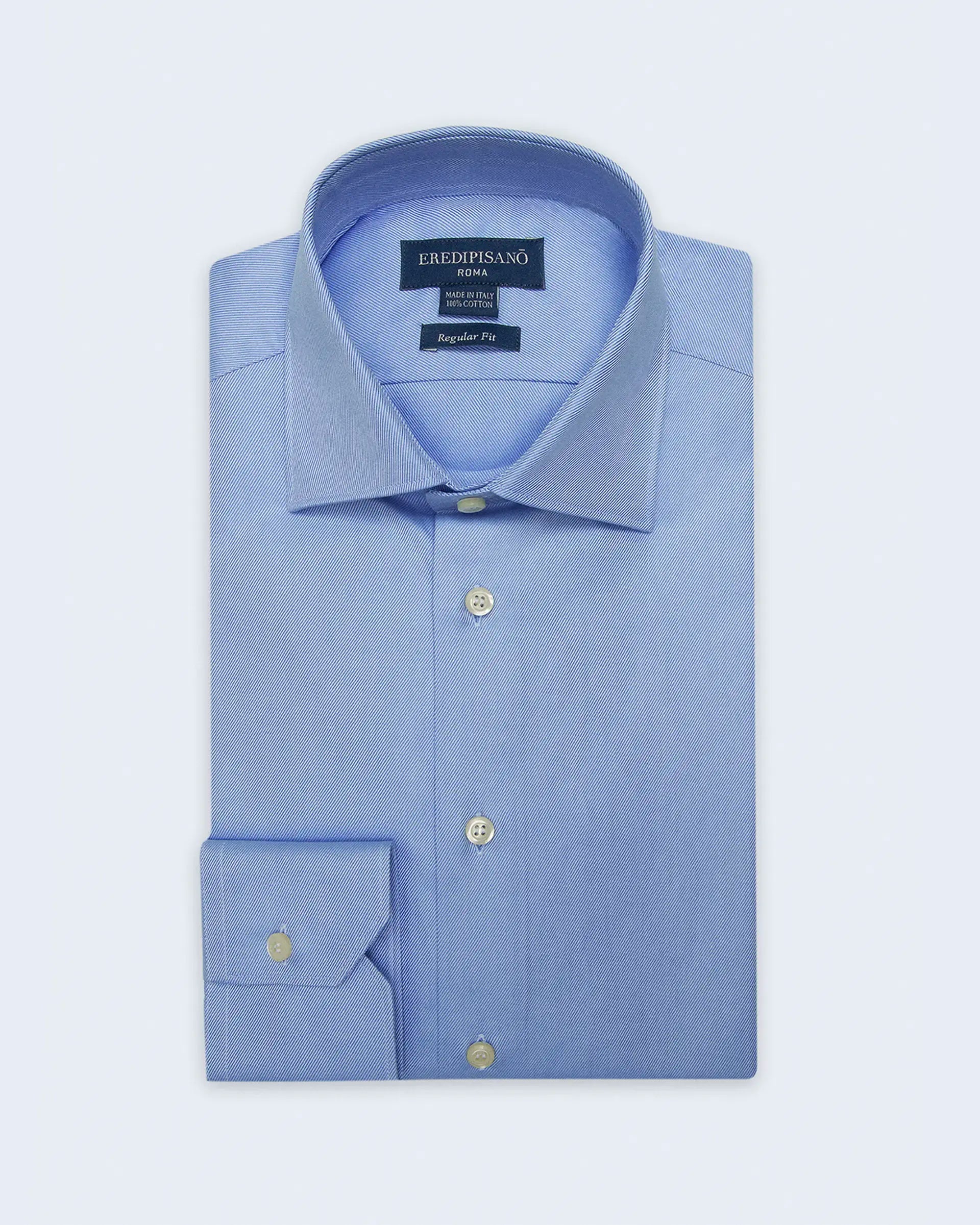 Regular fit diagonal blue oxford shirt with Milan collar