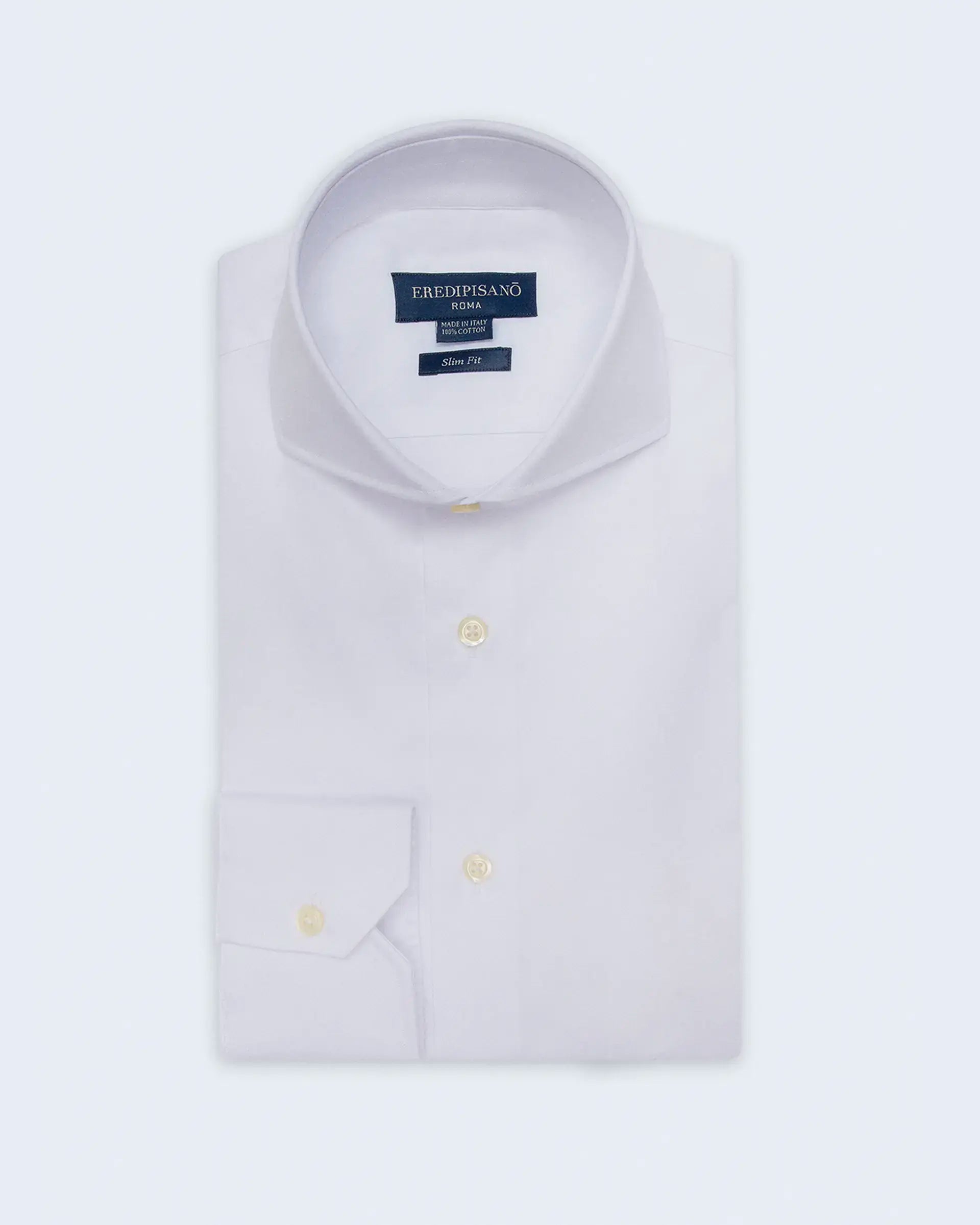 White shirt in slim fit cotton twill with Venice collar