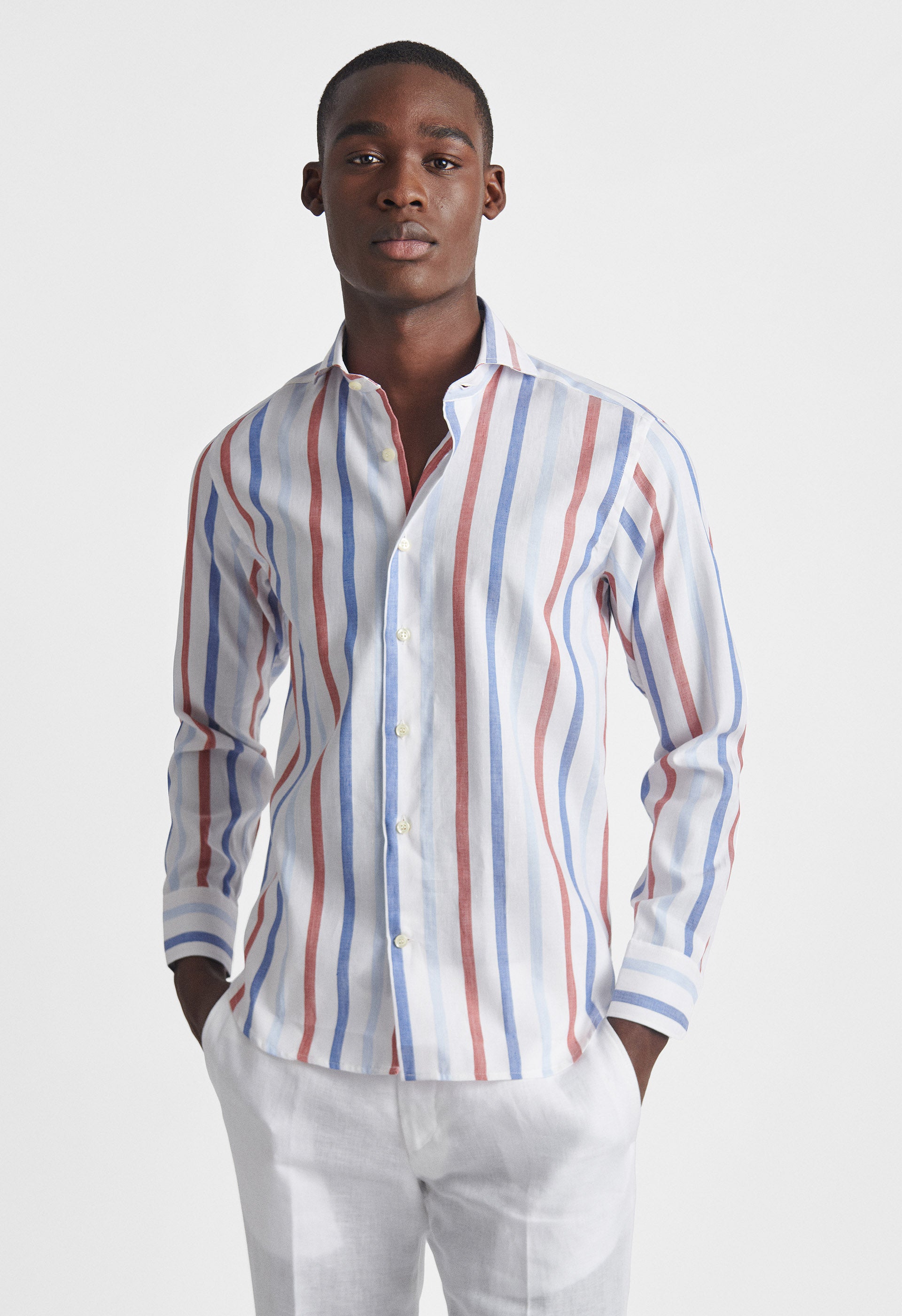 Camicia fantasia slim fit collo francese